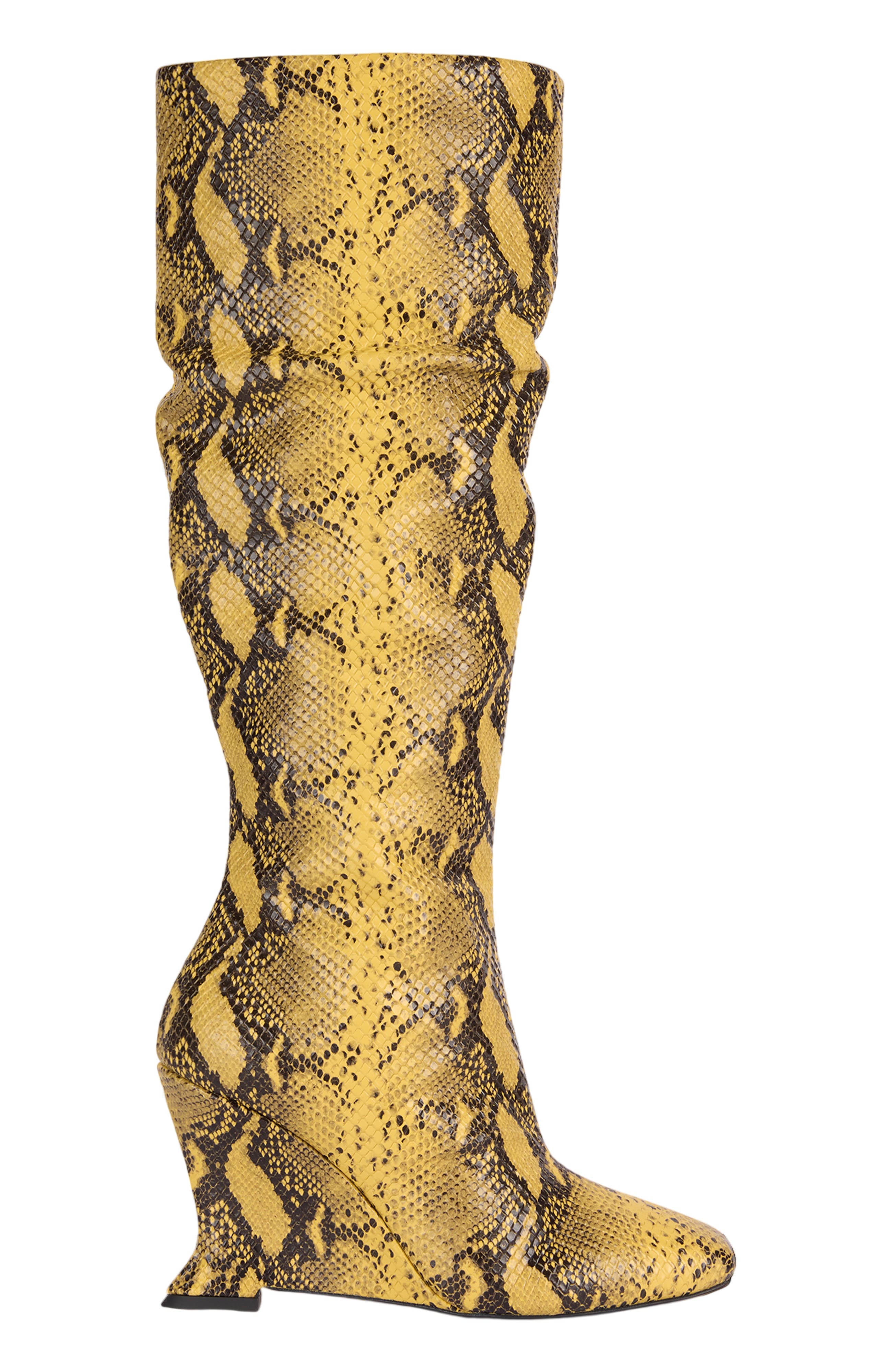 Wedge boots in python-effect leather, Main, color, yellow