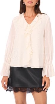 Vince Camuto Double Ruffle V-Neck Top