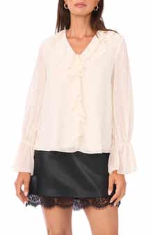 Vince Camuto Double Ruffle V-Neck Top