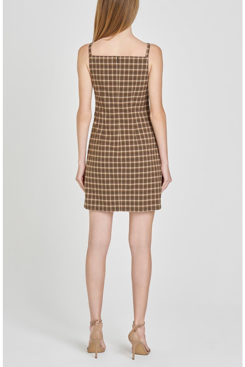Hallie Plaid Sheath Minidress, Alternate, color, BROWN PLAID