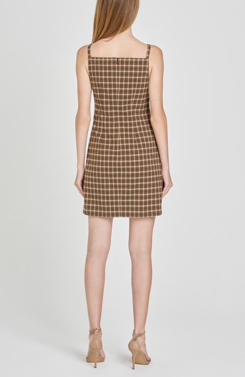 Wayf Hallie Plaid Sheath Minidress In Brown