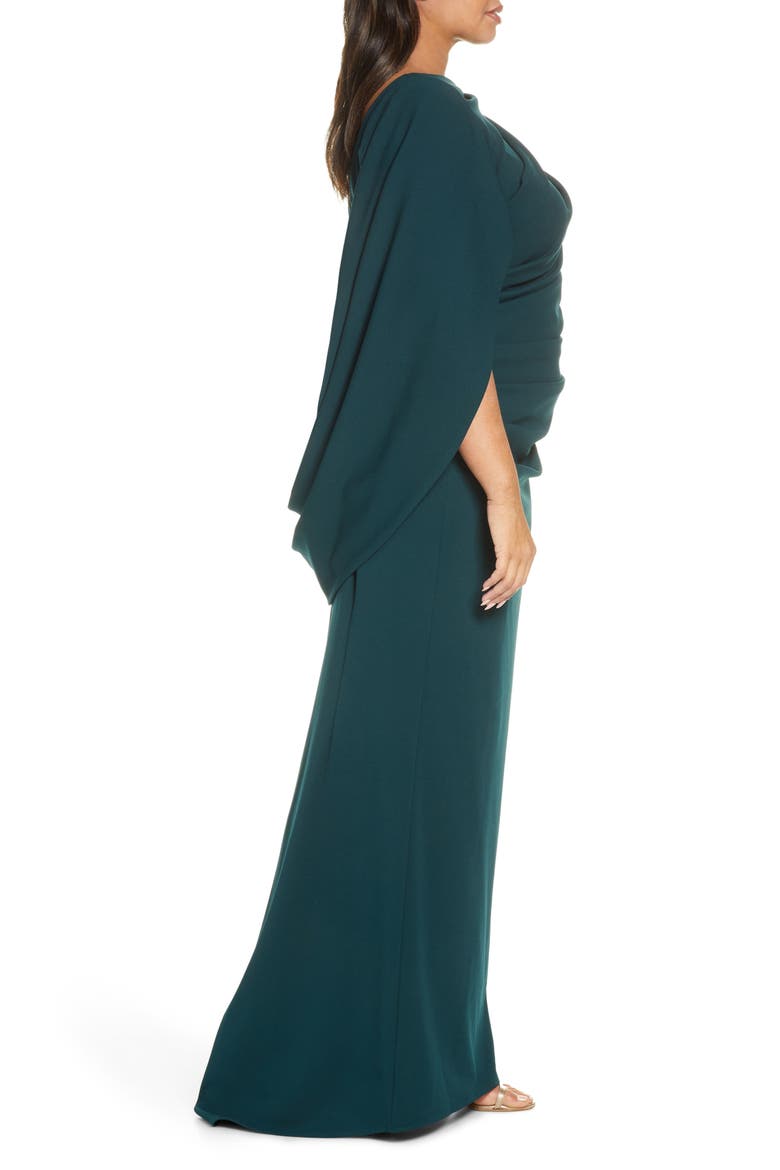 Drape Back Scuba Crepe Gown, Alternate, color, PINE