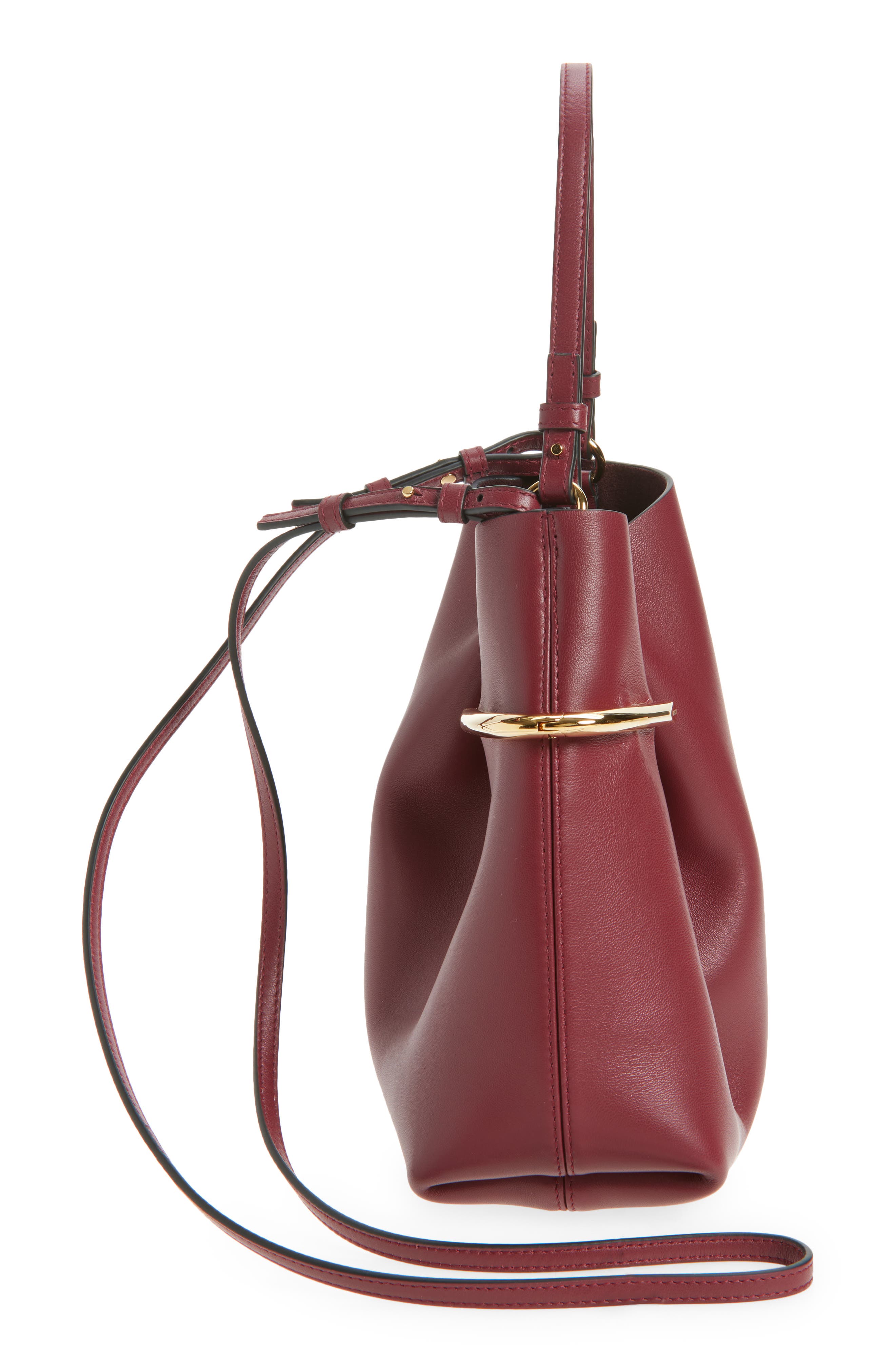 Mini Pinch Me Leather Tote, Alternate, color, AUBERGINE