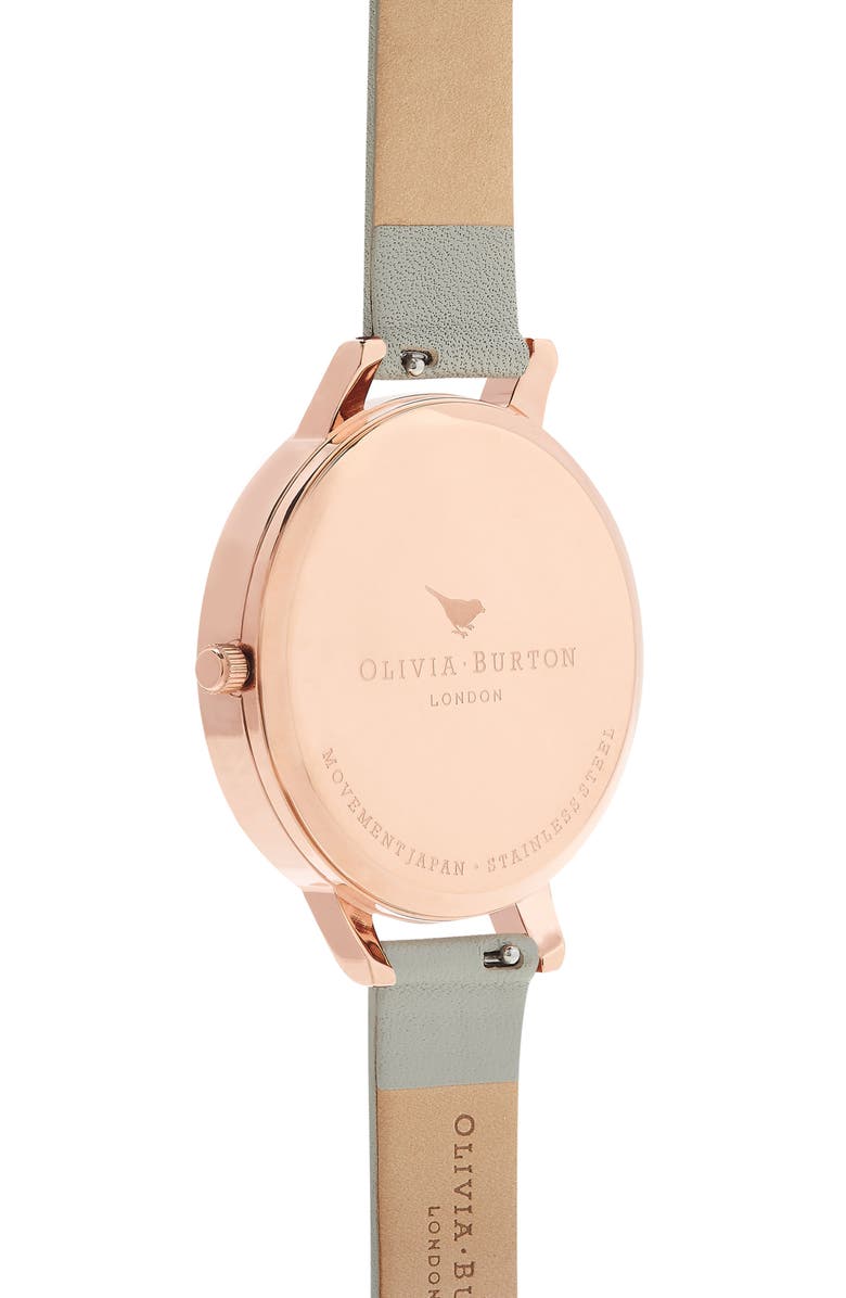 Olivia Burton Bejewelled Leather Strap Watch, 38mm, Alternate, color,