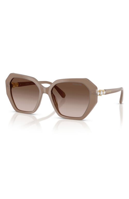 Swarovski 56mm Polarized Irregular Geometric Sunglasses In Neutral