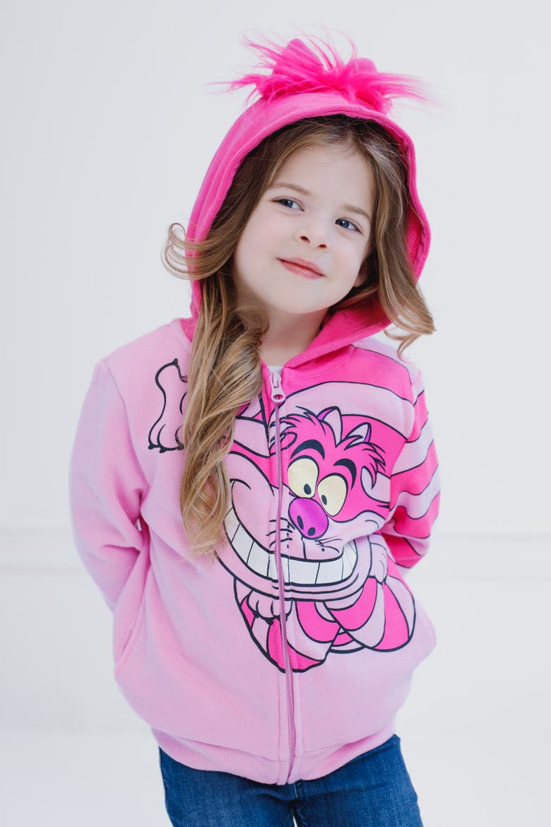 Alice in Wonderland Cheshire Cat Fleece Zip-Up Hoodie, Alternate, color, Cheshire Cat Pink