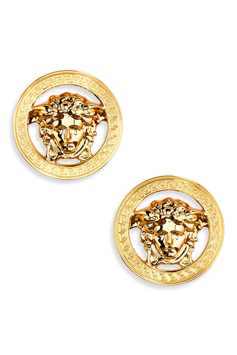 La Medusa '95 Stud Earrings, Main, color, VERSACE GOLD