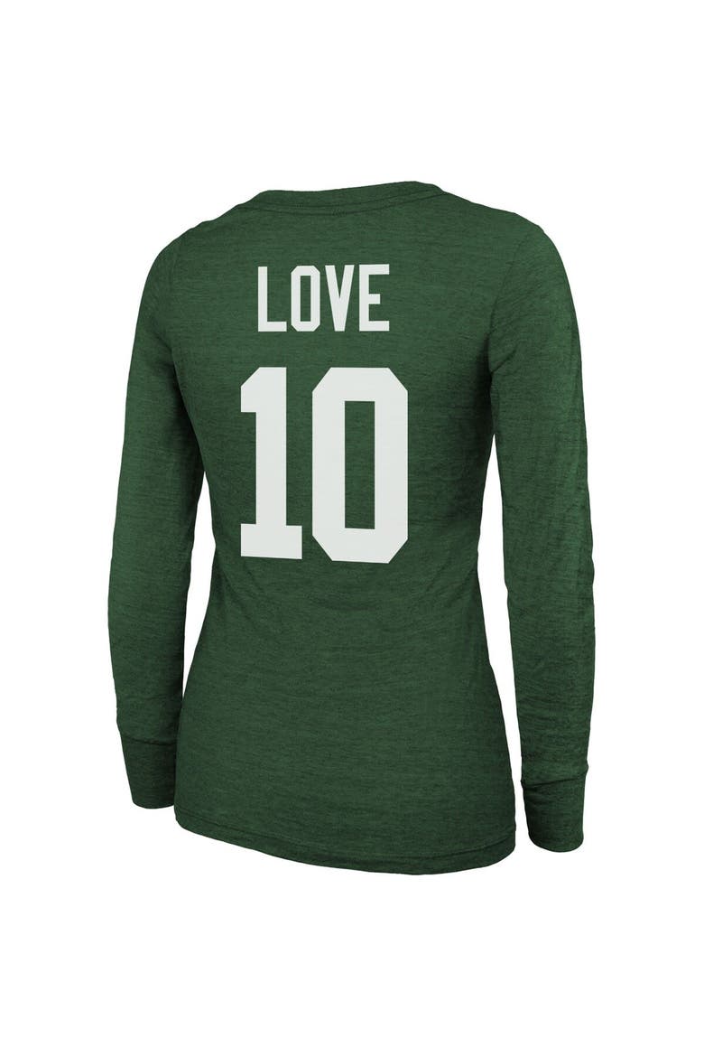 Women's Majestic Threads Jordan Love Green Green Bay Packers Name & Number Long Sleeve Scoop Neck Tri-Blend T-Shirt, Alternate, color, Green