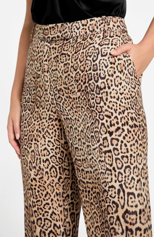 Marciano Amy Leopard Print Wide Leg Pants In Brown