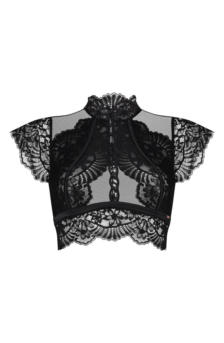 Hunkemöller Amelia Lace Cap Sleeve Bralette, Alternate, color, Caviar