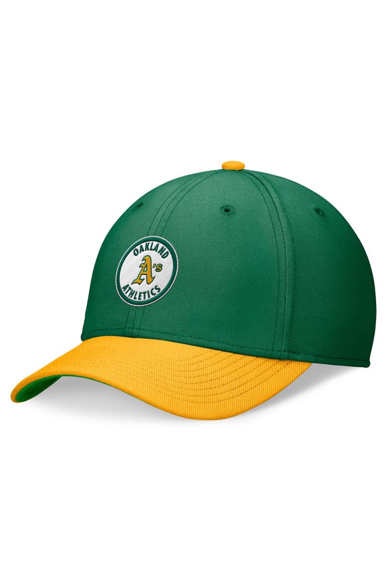 Men's Nike Green/Gold Oakland Athletics Cooperstown Collection Rewind Swooshflex Performance Hat, Main, color, Green
