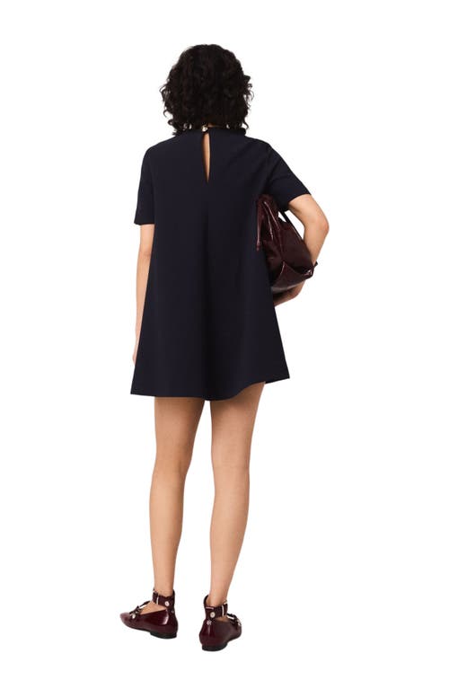 Maje Heavy Crepe Trapeze Dress In Blue