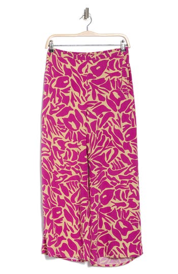 Nordstrom Rack Printed Palazzo Pants In Pink- Tan Abstract Animal