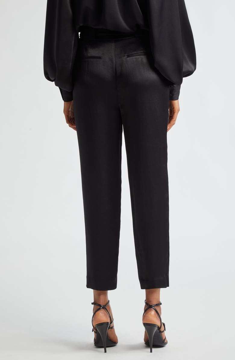 Ramy Brook Hayden Belted Satin Pants, Alternate, color, Black