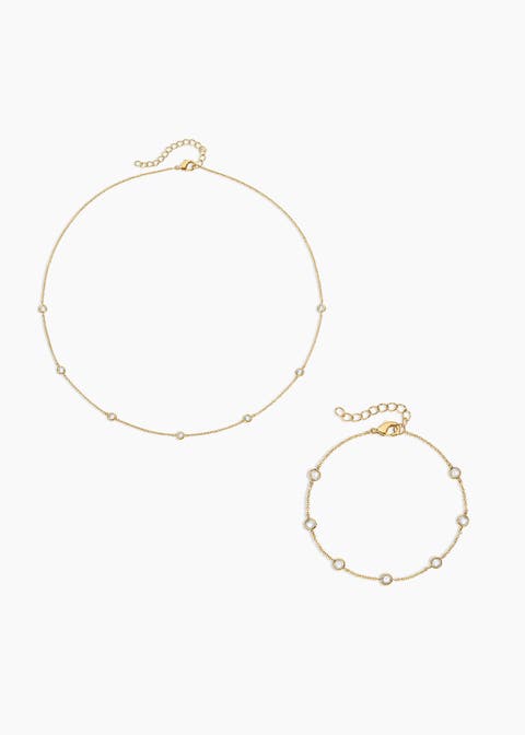 Strand Necklace and Bracelet Set of 2