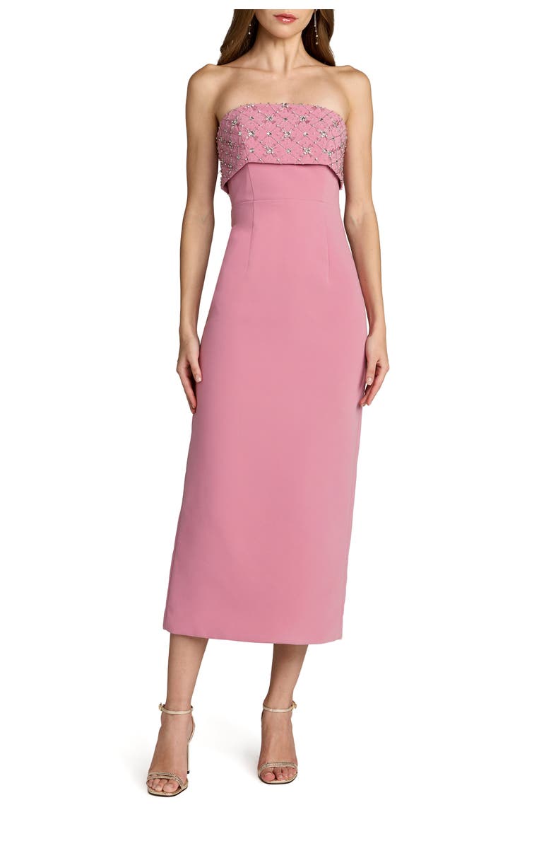 Mac Duggal Strapless Crepe Rhinestone Ankle Length Dress, Main, color, Orchid