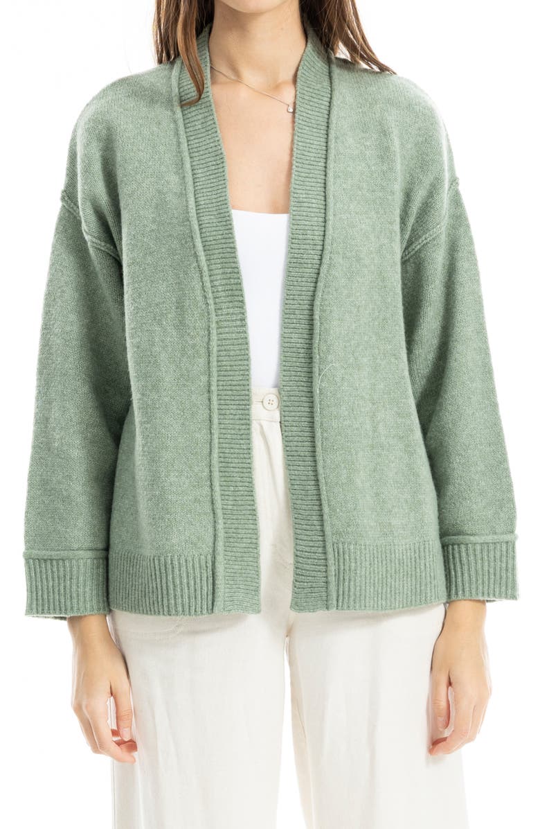 MAX STUDIO Open Front Cardigan, Main, color, Heather Basil
