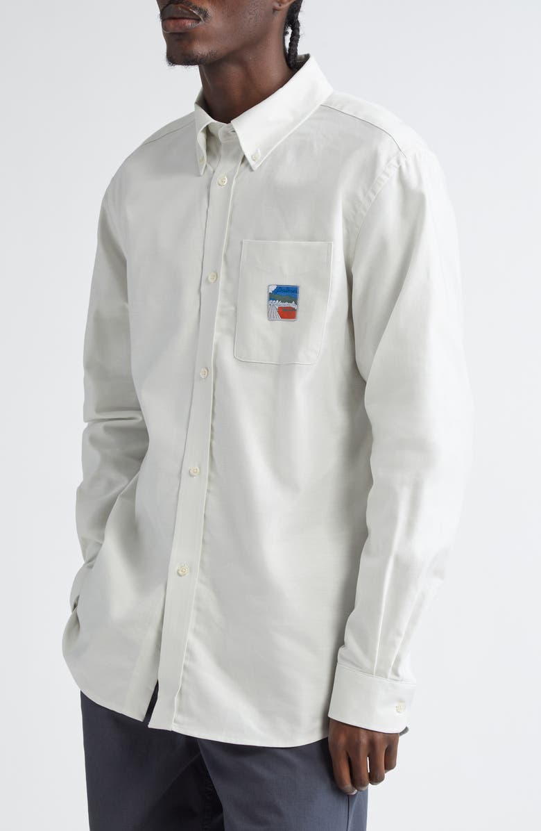 PALMES Deuce Organic Cotton Button-Down Oxford Shirt, Alternate, color, Light Blue Stripe