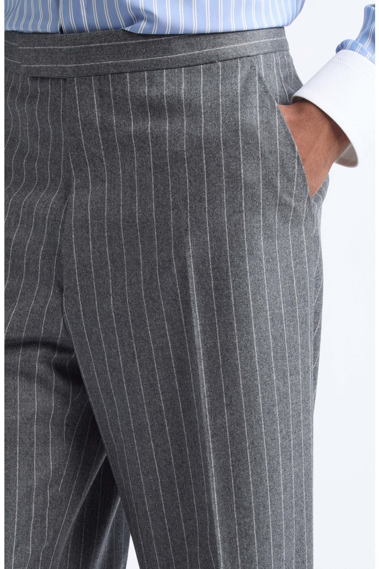 Pinstripe Twill Flannel Wide Leg Pants, Alternate, color, GREY