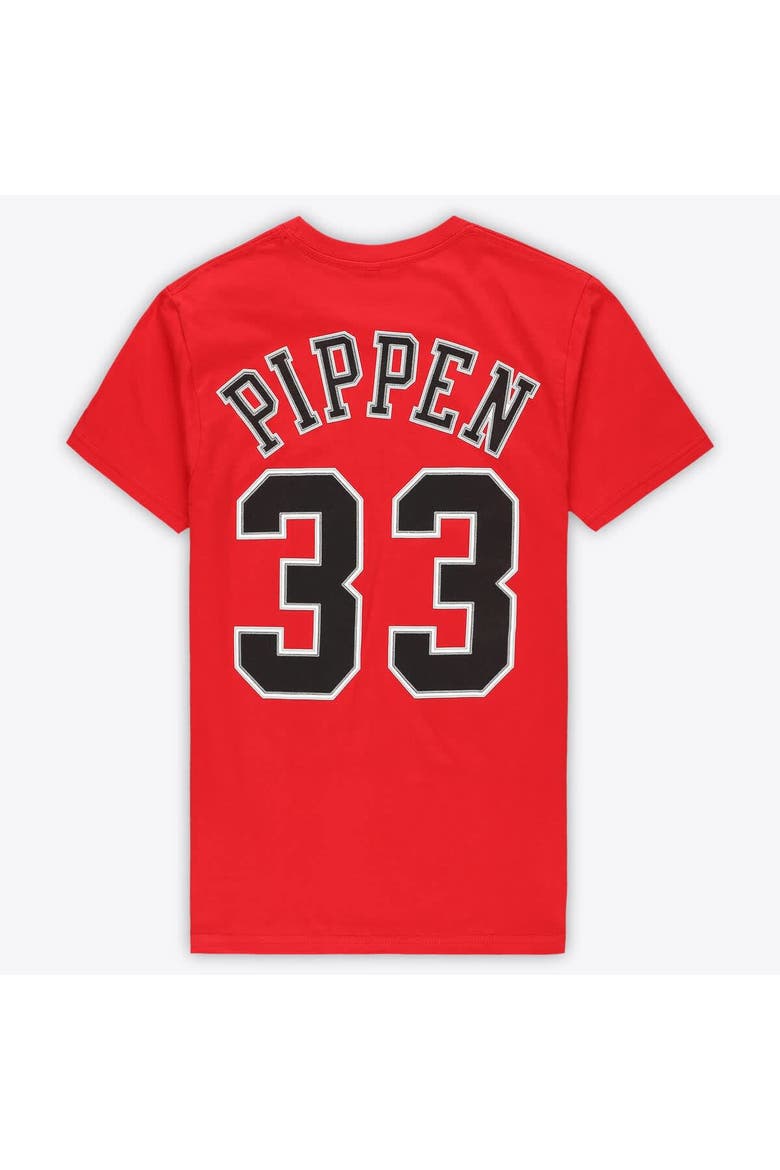 Unisex Mitchell & Ness Scottie Pippen Red Chicago Bulls Hardwood Classics Name & Number T-Shirt, Alternate, color, Red