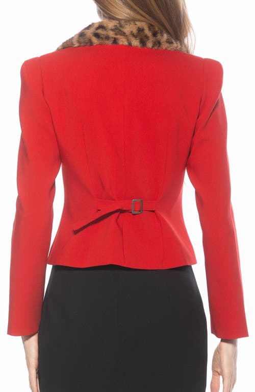 Alexia Admor Sabrina Faux Fur Notch Collar Blazer In Red