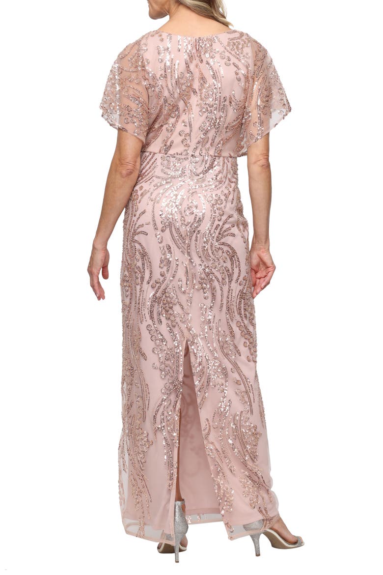 Sequin Column Gown, Alternate, color, ROSE GOLD