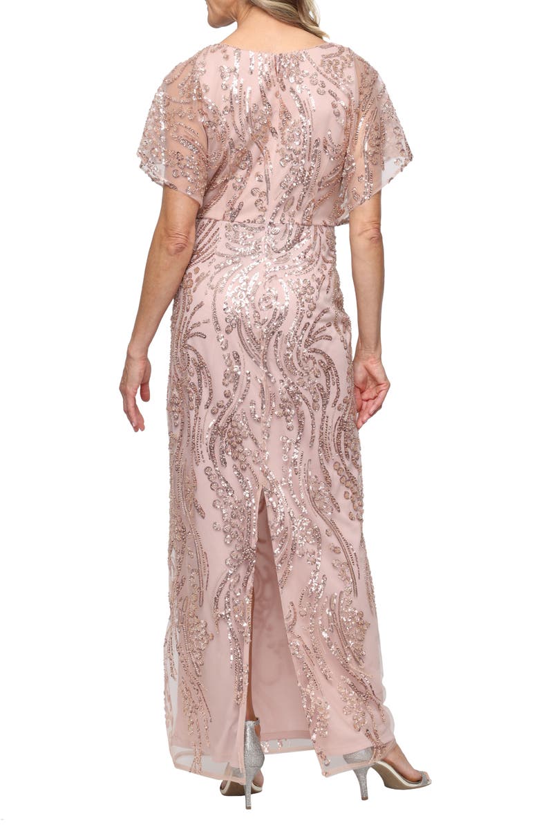 Alex Evenings Sequin Column Gown, Alternate, color, Rose Gold