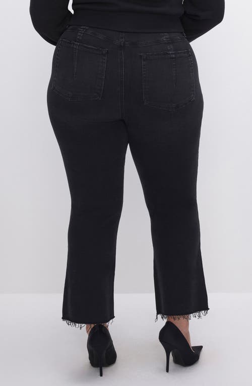 Good American Good Legs Black Cropped Mini Bootcut Jean