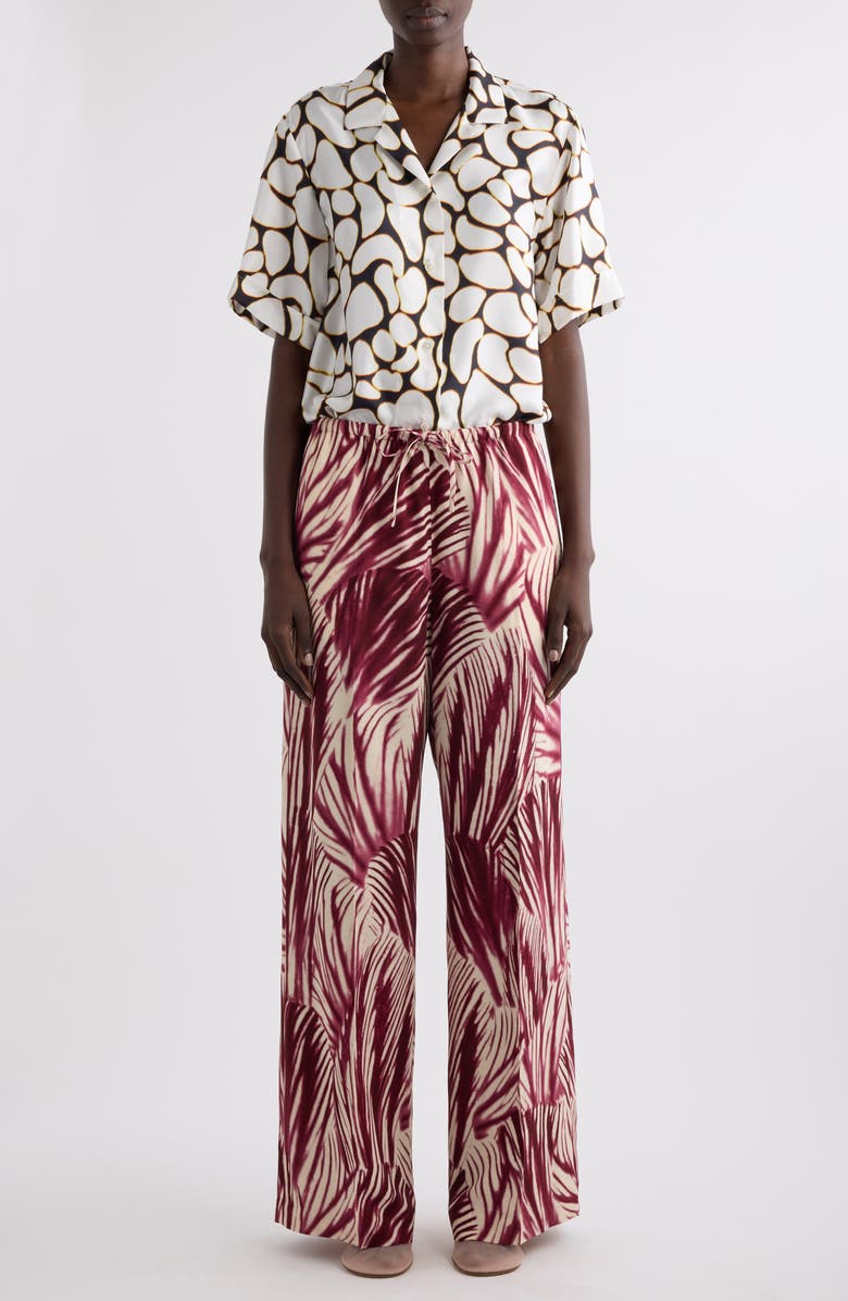 Dries Van Noten Puvis Print Drawstring Pants, Alternate, color, Burgundy