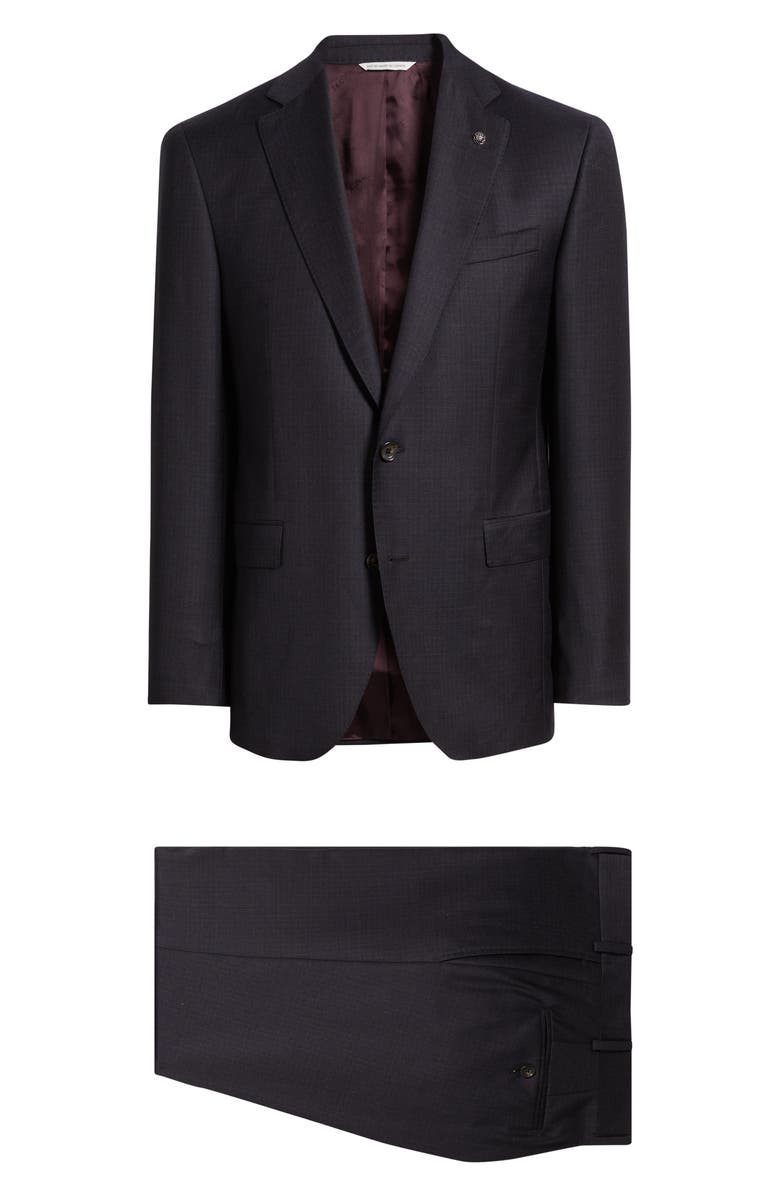 Jack Victor Esprit Burgundy Box Check Super 130s Wool Suit, Main, color, Burgundy