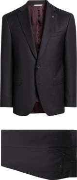 Jack Victor Esprit Burgundy Box Check Super 130s Wool Suit