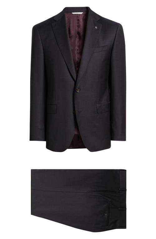 Jack Victor Esprit Burgundy Box Check Super 130s Wool Suit