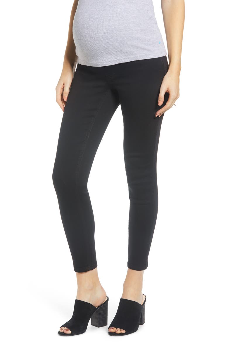 Contour Ankle Skinny Maternity Jeans, Main, color, BLACK