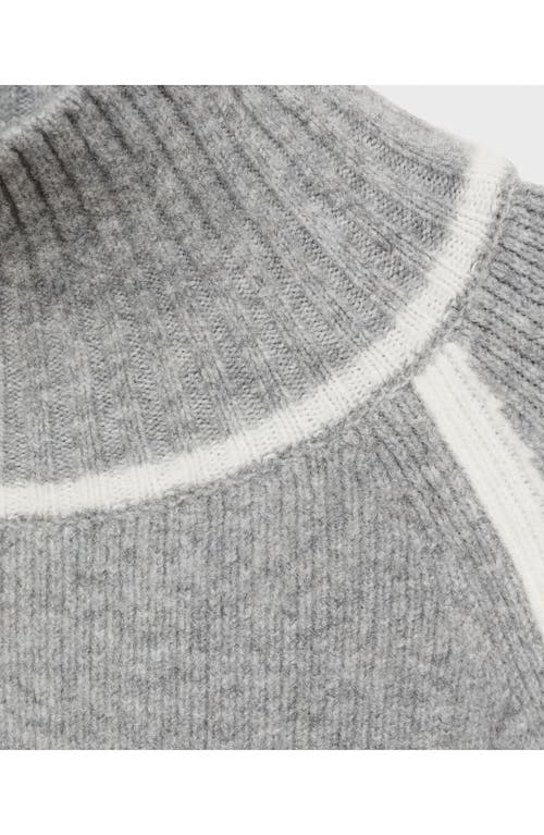 Mango Contrast Detail Turtleneck Sweater In Medium Heather Grey