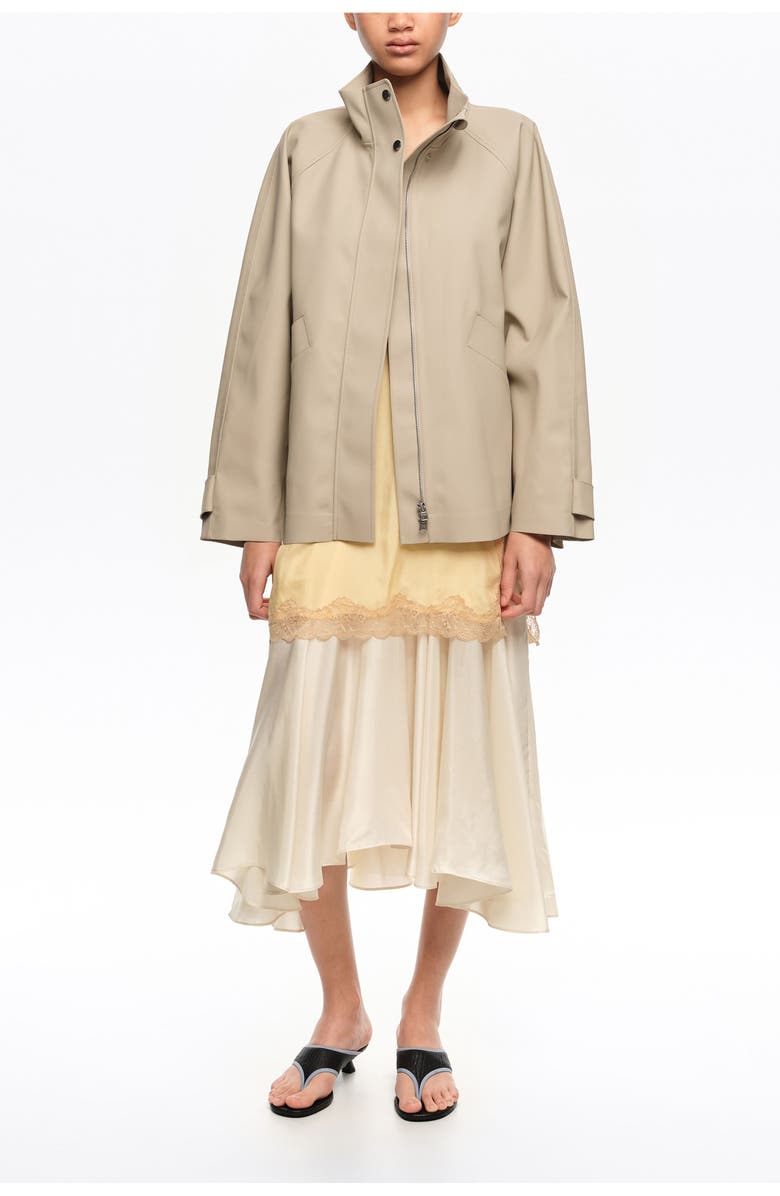 Bimba y Lola Short, Rubberized High Neck Trench, Main, color, Stone