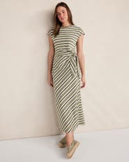 Haven Well Within Organic Cotton Interlock Stripe Midi Knot Dress