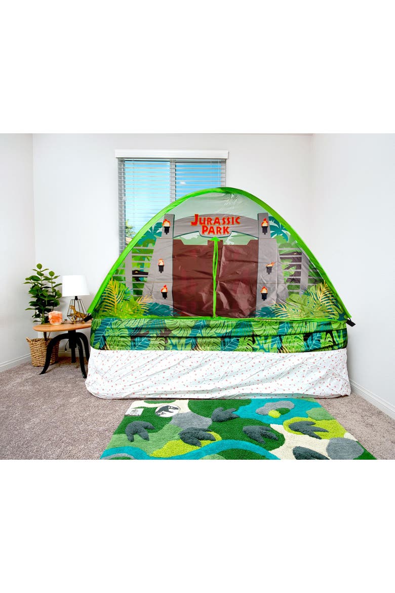 Jurassic Park Gates Indoor Bed Tent Pop-Up Canopy | 72 x 36 x 41 Inches, Alternate, color, Green