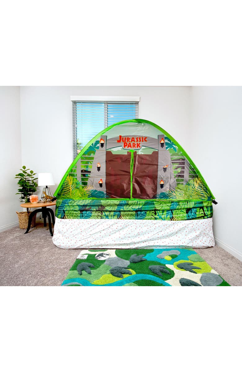 Ukonic Jurassic Park Gates Indoor Bed Tent Pop-Up Canopy | 72 x 36 x 41 Inches, Alternate, color, Green
