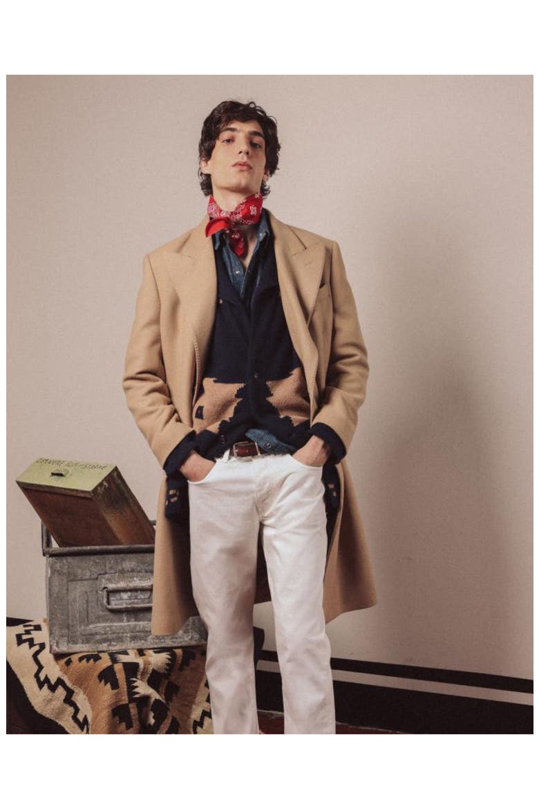 Ernesto Double-Breasted Wool Coat, Alternate, color, Camel