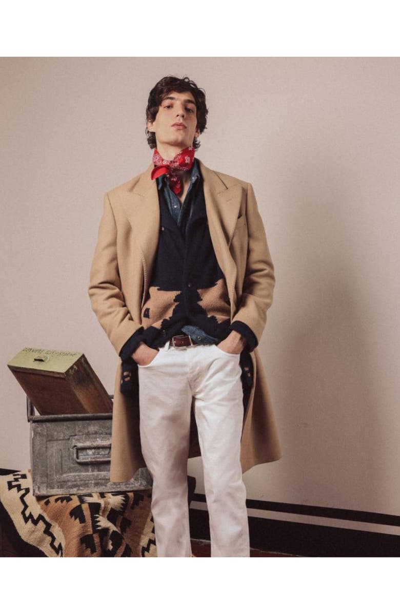 Fortela Ernesto Wool Double-Breasted Coat, Alternate, color, Camel