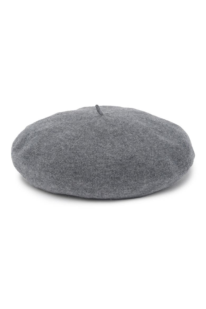 Cashmere Knit Beret, Main, color, DARK GREY HEATHER