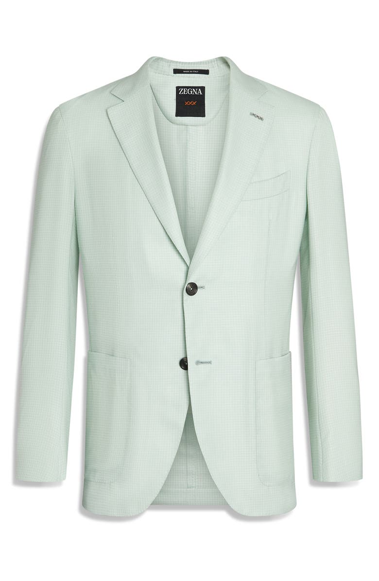 ZEGNA Check Cashmere, Silk & Linen Sport Coat, Alternate, color, Aqua Green