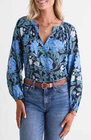 vineyard vines Print Split Neck Popover Top