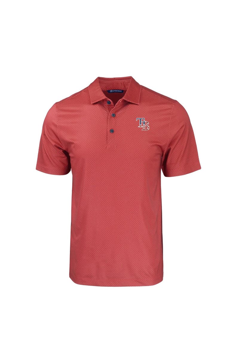 Cutter & Buck Men's Cutter & Buck  Red Tampa Bay Rays Stars & Stripes Big & Tall Pike Eco Tonal Geo Print Stretch Recycled Polo, Alternate, color, 