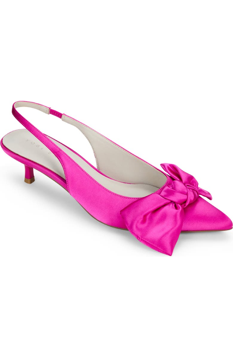 Yosi Samra Elise Slingback Pointed Toe Kitten Heel Pump, Main, color, Fuchsia