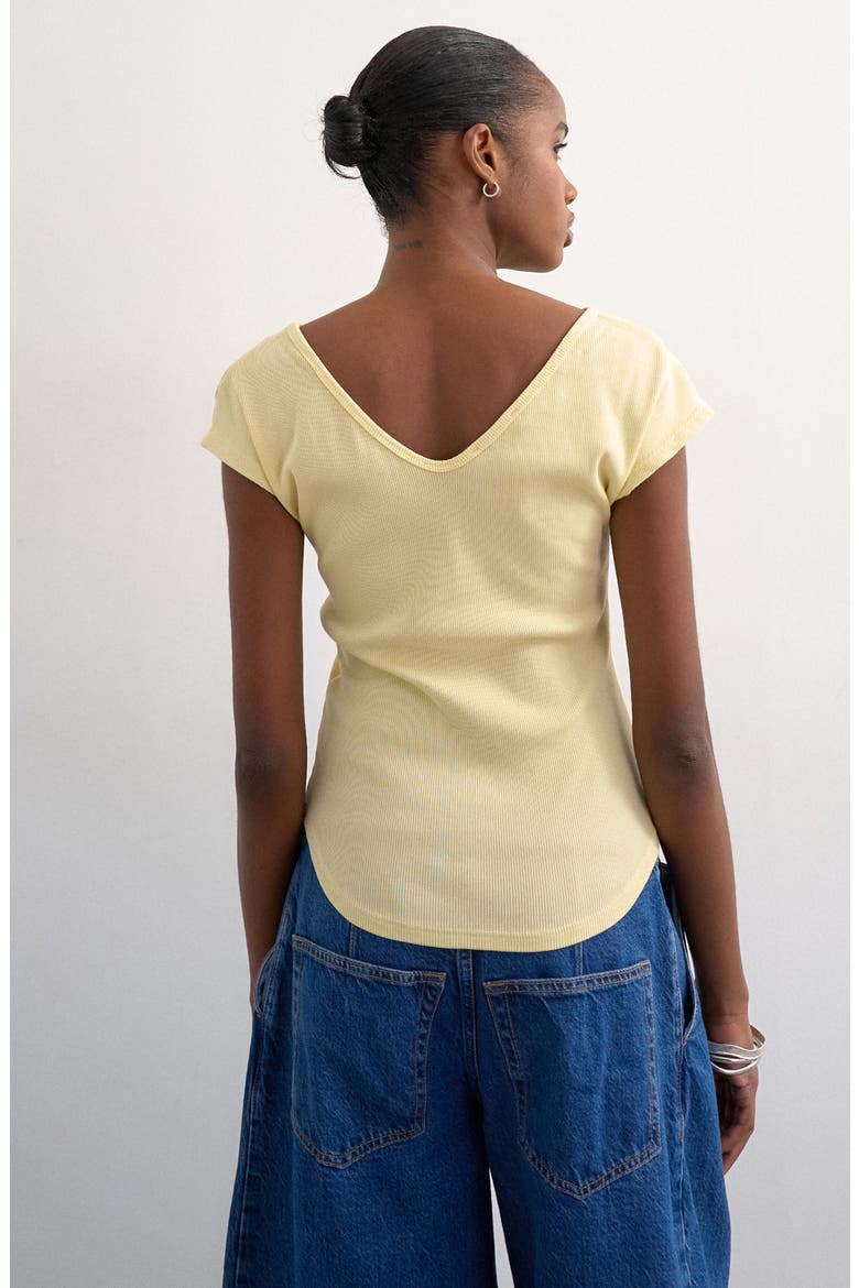 Double V-Neck Rib Knit Top, Alternate, color, BUTTERMILK