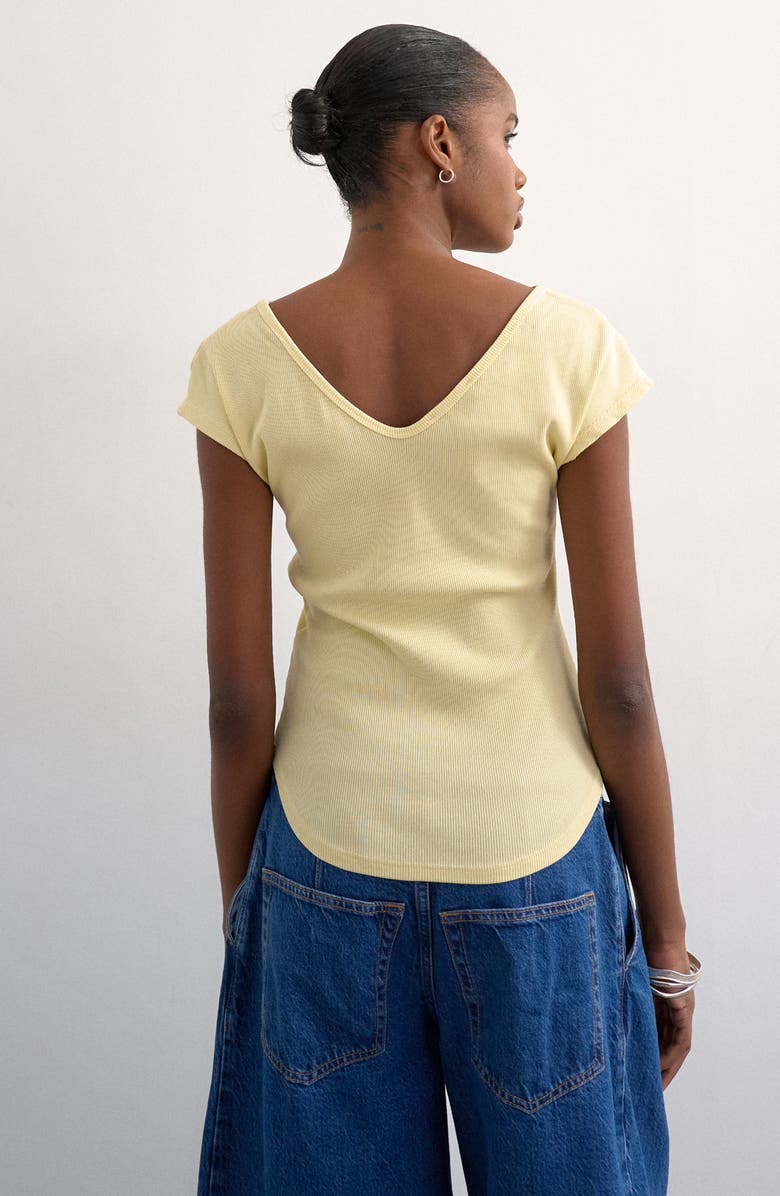 Topshop Double V-Neck Rib Knit Top, Alternate, color, 