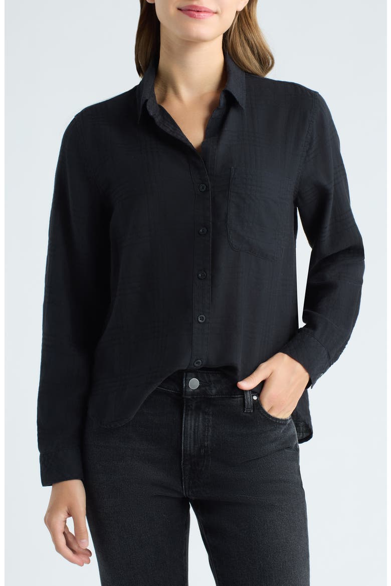 One-Pocket Button-Down Shirt, Main, color, BLACK