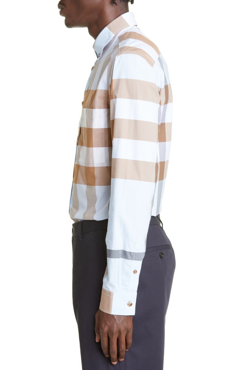 Burberry Somerton Check Button-Down Shirt, Alternate, color, 