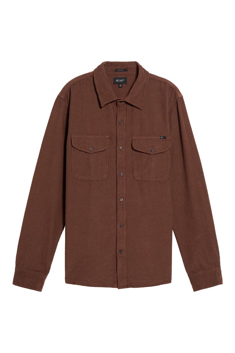 Miller CPO Luxe Seersucker Corduroy Button-Up Shirt, Alternate, color, WOOD BROWN
